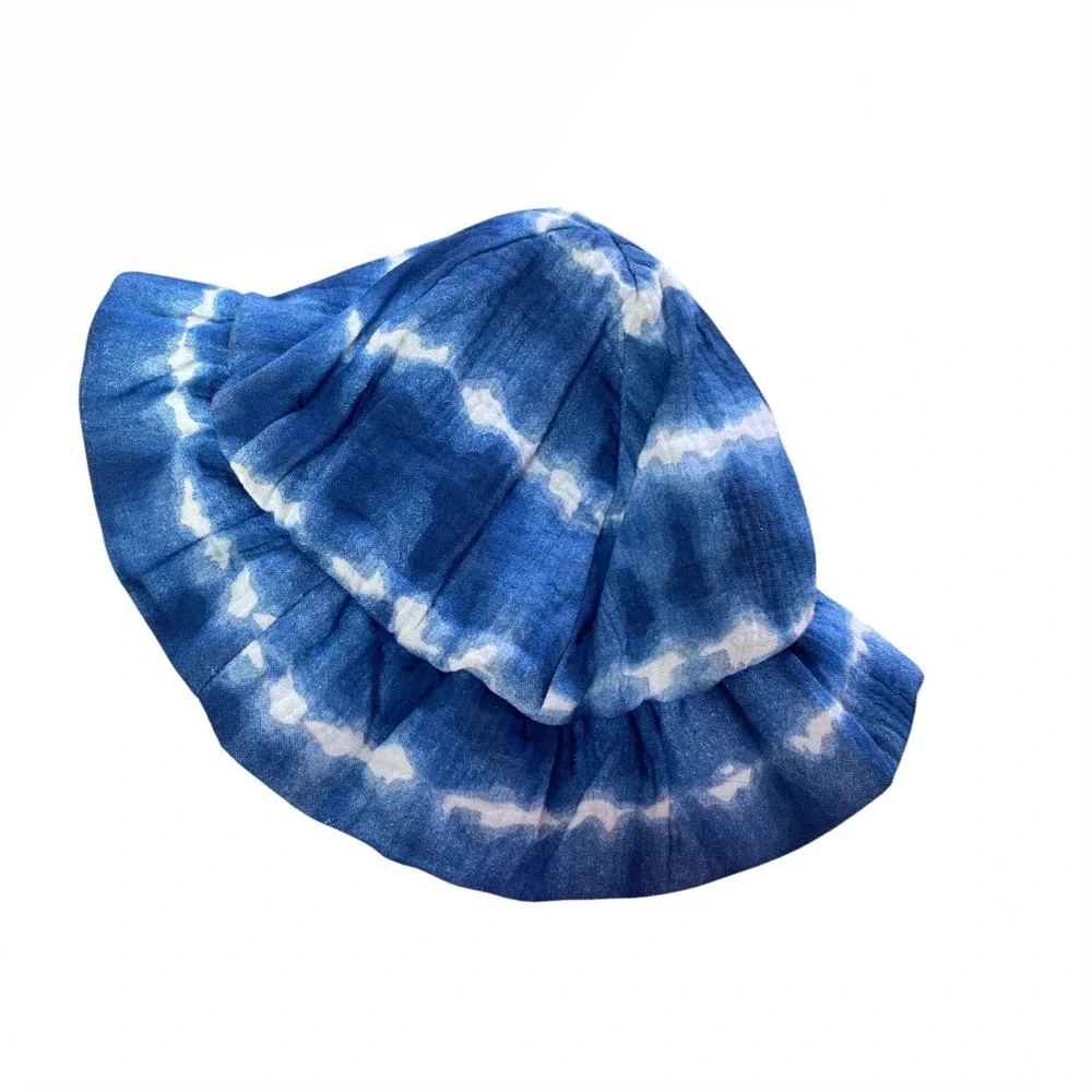 Mud Pie Infant Blue Tie Dye‎ Cotton Muslin Sun Hat Bucket Hat 6-18M NEW